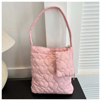 padded square shoulder bag, polyester, casual everyday – Cozy women's quilted tote