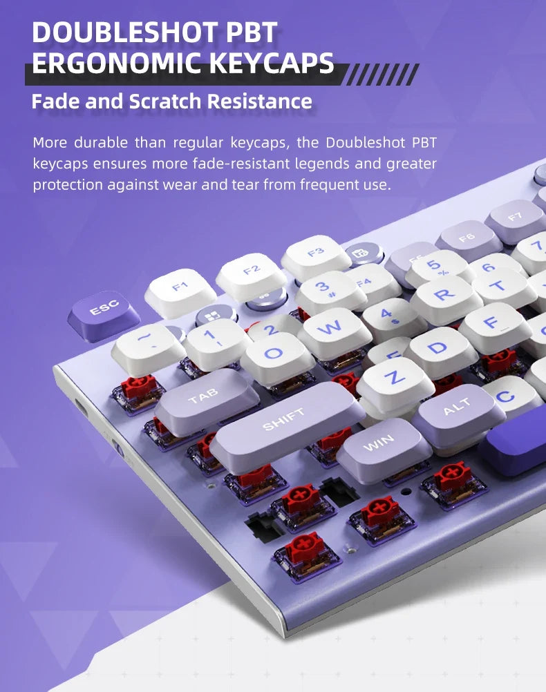 Cordless Low Profile Mechanical Keyboard 98 Keys PBT