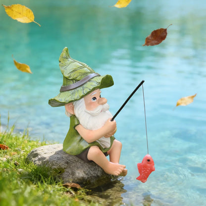Gnome Garden Fishing Statue Resin Outdoor Ornament Saint Patrick's Day Garden Decor 2026 Whimsical Outdoor Gift Idea