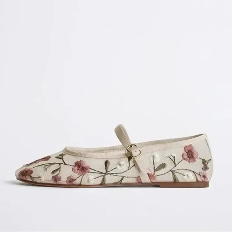 Womens Breathable Ballet Flats - Mary Jane, Mesh, Summer