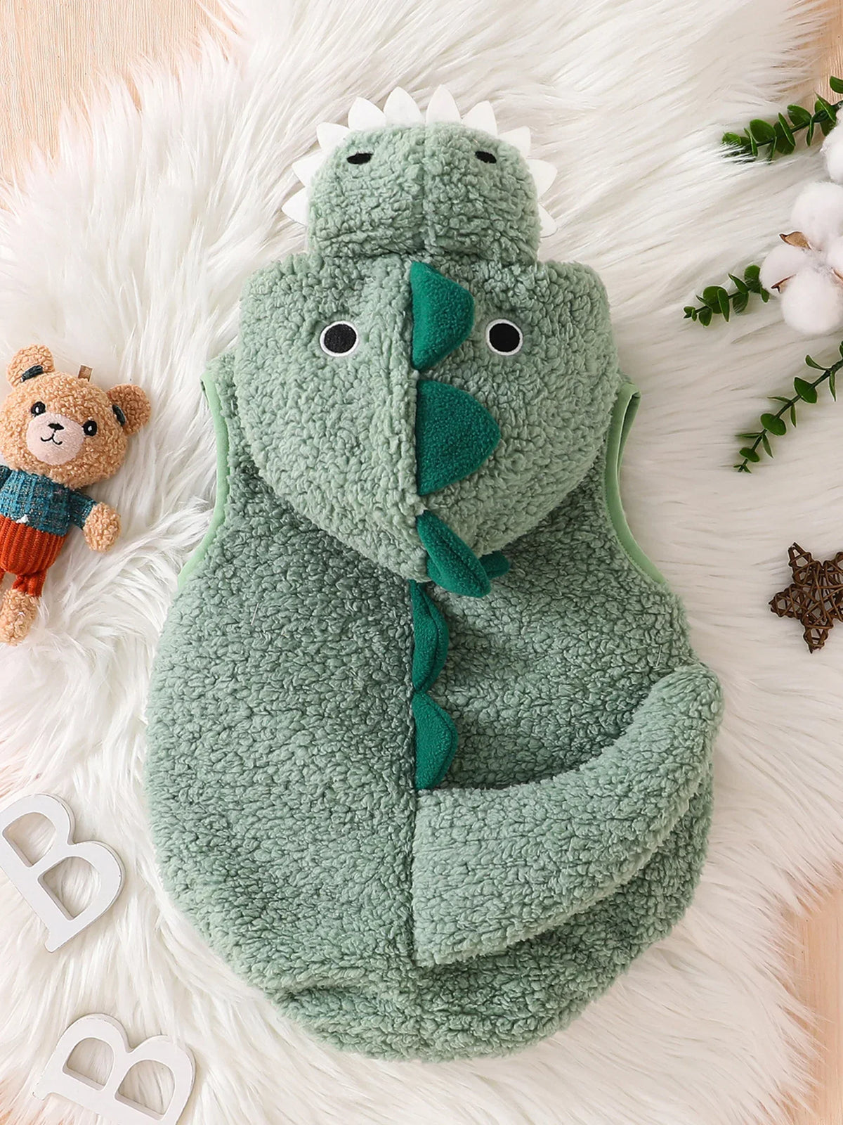 Dinosaur Baby Halloween Romper Plush Hooded Sleeveless