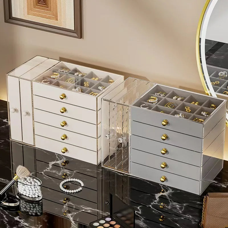 Jewelry2026 Edition Organizer 7-Layer Transparent Drawer Box High Capacity Storage Earrings Necklaces Rings Case Holiday Gifts