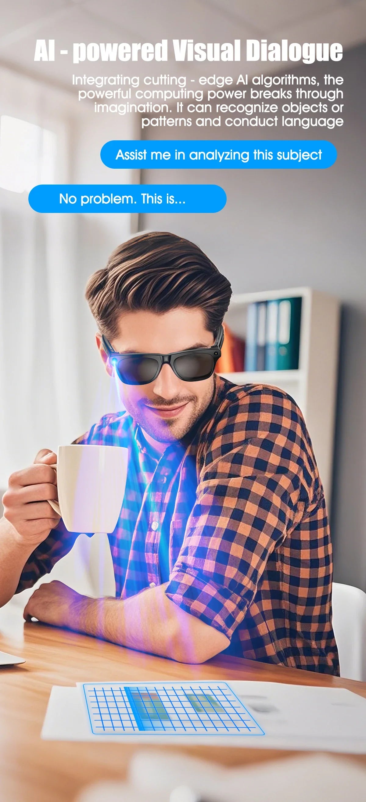 AI Smart Camera Glasses Bluetooth Call Voice Assistant