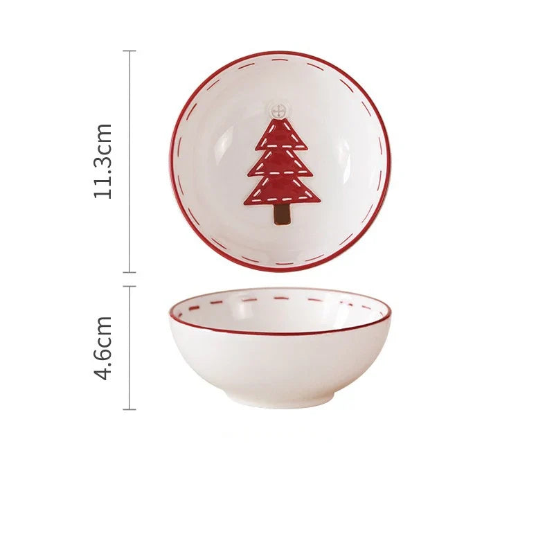 Christmas Ceramic Santa Bowl Scandinavian Holiday Breakfast Bowl