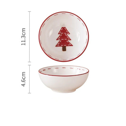 Christmas Ceramic Santa Bowl Scandinavian Holiday Breakfast Bowl