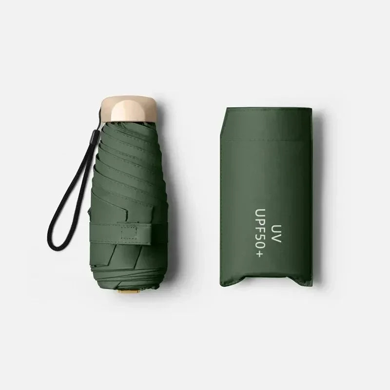 Sun Mini Umbrella Pocket Rain Umbrella - Vinyl Folding UV Protection Parasol Capsule