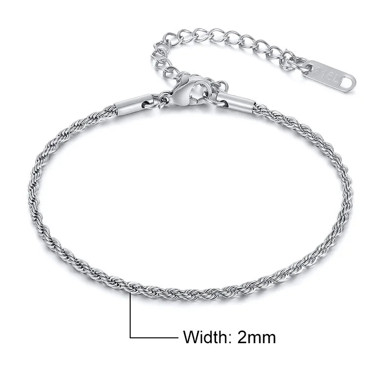 Steel Stainless Rope Chain Bracelet Twisted Singapore