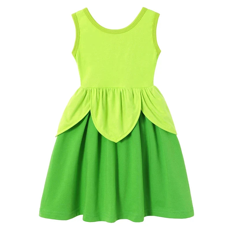 Light girls' dress - sleeveless a-line, polyester, elastane, casual summer wear