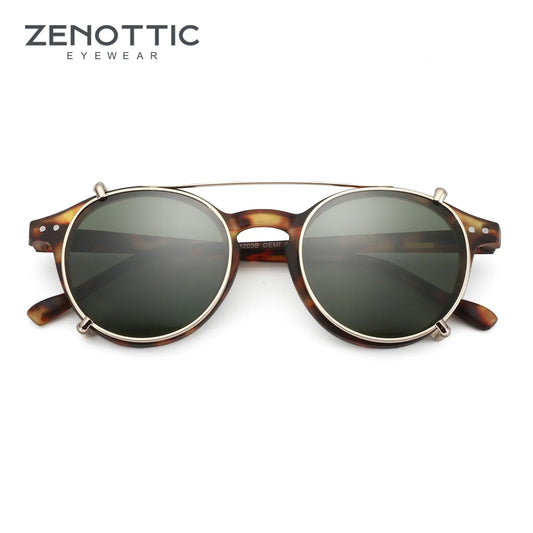 Clip2026 Edition On Sunglasses Retro Round Frames Anti Blue Light Polarizing Clip Ons Summer