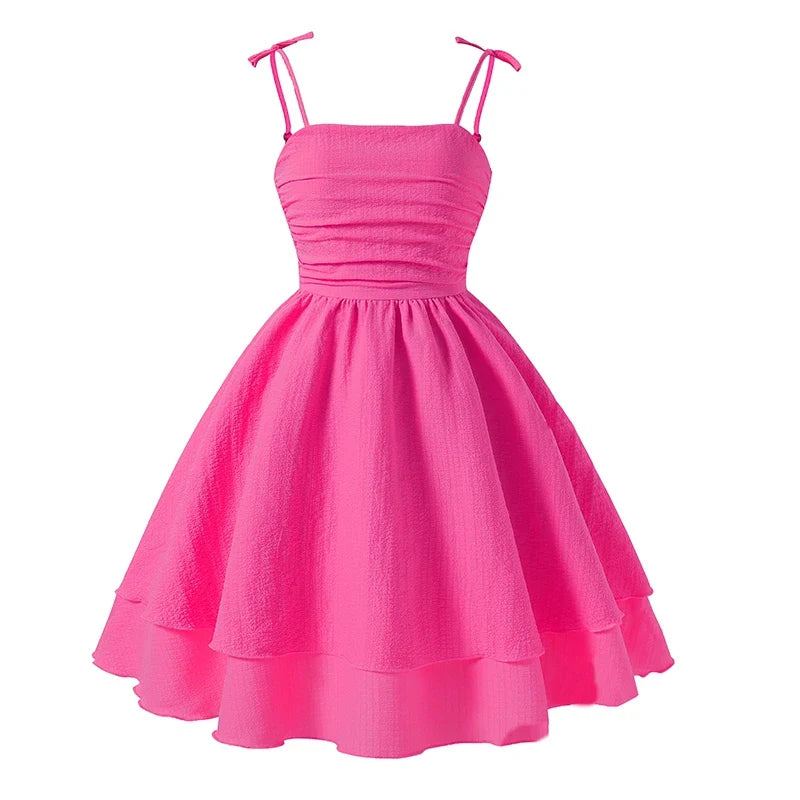 Light Girls' Dress - Tiered Sling Dress, Polyester Elastane, For Birthday Party, Pageant, Communion