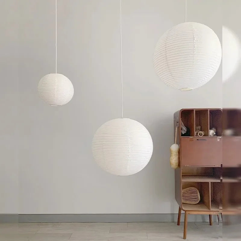 Pendant Japandi Lamp Wabi Sabi Rice Paper Round LED Dimmable