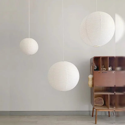 Pendant Japandi Lamp Wabi Sabi Rice Paper Round LED Dimmable