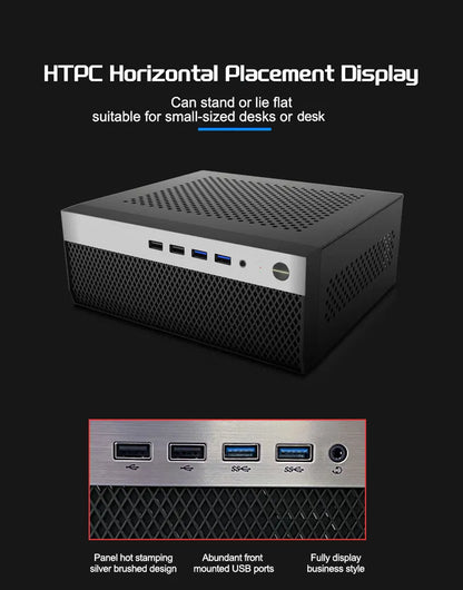 Mini ITX HTPC Case 1U PSU Support Mesh Travel-Friendly Household Theater