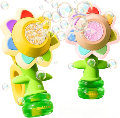 Bubble Machine for Kids Sunflower Design 3-Speed Travel-Friendly Bubble Blower Toy for Parties