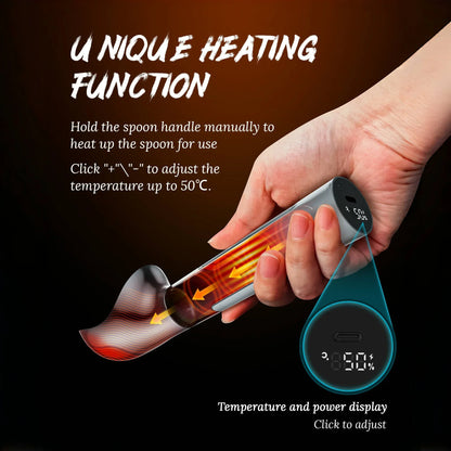 Motor-Driven Ice Cream Scoop Battery-Powered Heated Spoon LED Display Holiday 2025 Gift Simple Scooping Hard Ice Cream