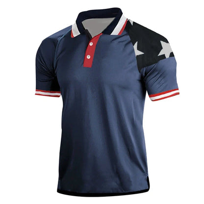 Breathable Men's Polo Shirt - Timeless Polo, Distressed USA Flag Print, Athletic Wear