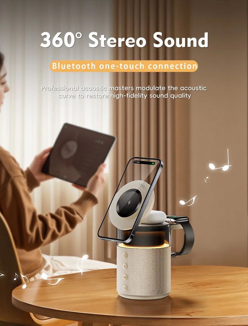 Cordless Charging Station 5 In 1 Magnetic Dock With Bluetooth Speaker Night Light Back To School 2026 Gift