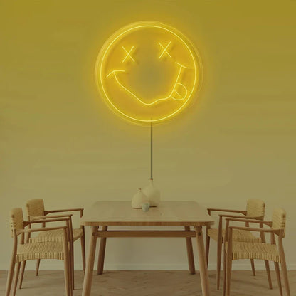 Neon LED Sign 35cm USB Powered Smile Face Wall Hanging Night Light Bedroom Decor Fall 2025 Gift