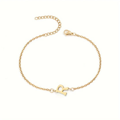 Letter Initial Bead Bracelet Thin Chain Minimalist Elegant