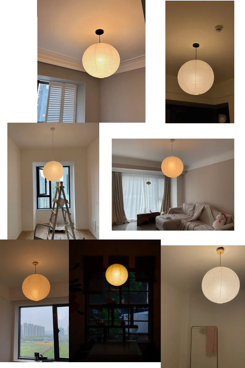Pendant Japandi Lamp Wabi Sabi Rice Paper Round LED Dimmable