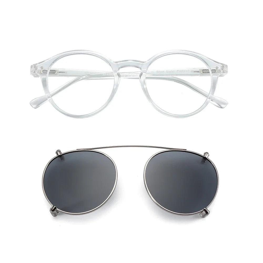 Clip2026 Edition On Sunglasses Retro Round Frames Anti Blue Light Polarizing Clip Ons Summer
