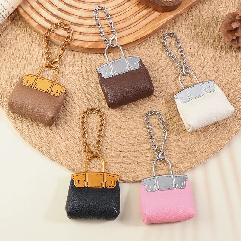 1+1 Free Birkin Inspired Mini Hand Bag - Compact Bag Charm Keychain with Metal Chain