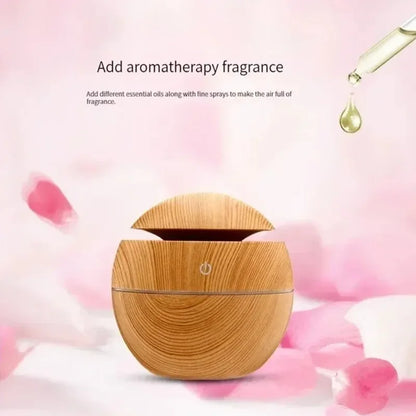 USB Ultrasonic Cool Mist Sprayer Aroma Diffuser Mini Wood Grain Humidifier for Household Use