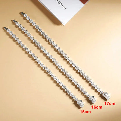 Tennis Moissanite Bracelet Sterling Silver Bridal Floral