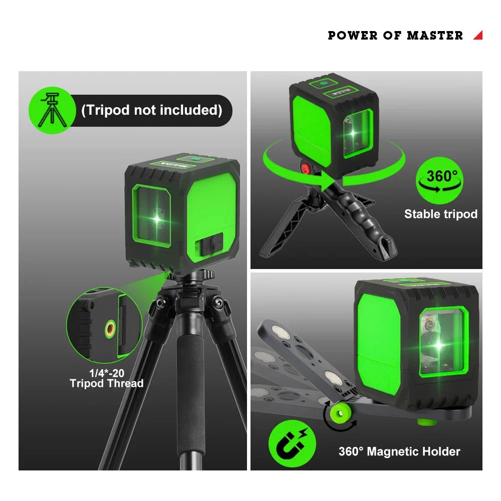 Mini Laser Level with Self-Leveling Green Beams - USB Charging Household Tools