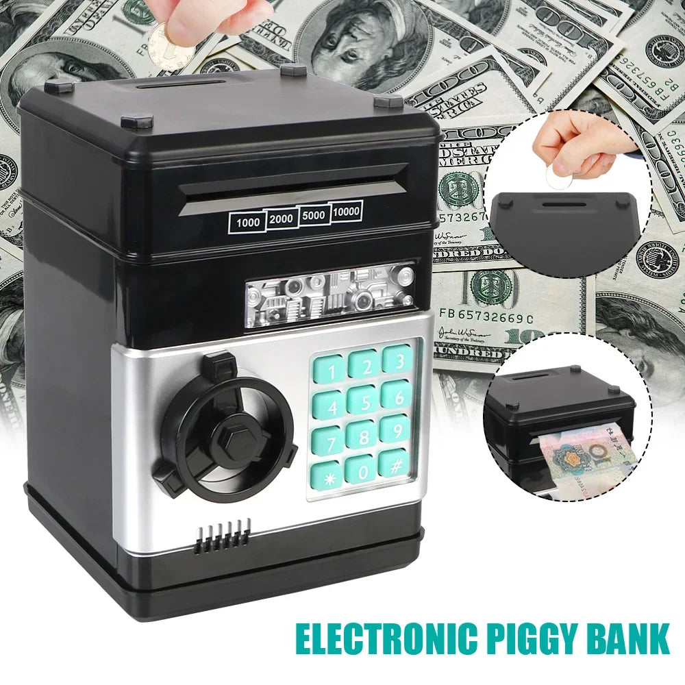 Piggy Electronic Bank Mini Safe with Password Lock - Cash Coin Saving Box for Kids, Fun Financial Gift