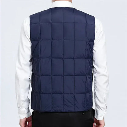 Light Men's Down Vest - V Neck, Polyester, Winter
