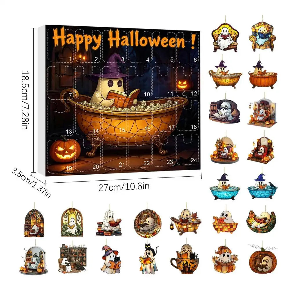 Countdown Halloween Calendar 24 Acrylic Ghosts Decor
