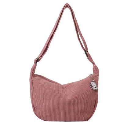 Corduroy Crossbody Bag Large Capacity Beige Shoulder Bag Fall 2026 Regular Use