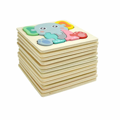 Wooden 3D Animal and Vehicle Puzzle for Kids, Educational Montessori Toy for Cognitive Development and Fine Motor Skills