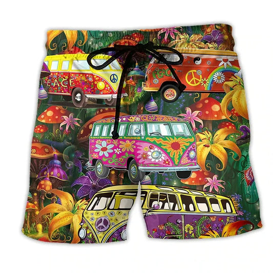 Trendy Swim Shorts for Men with Graffiti Print, Lightweight Quick-Drying Fabric, Adjustable Fit, Perfect for Summer Activities-1