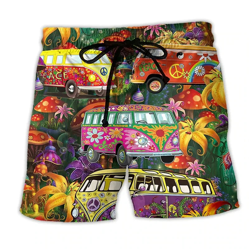 Variant image for Trendy Swim Shorts for Men with Graffiti Print, Lightweight Quick-Drying Fabric, Adjustable Fit, Perfect for Summer Activities-1