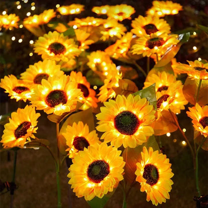 Solar2026 Edition Sunflower Lights 3 Head Garden Stake Outdoor LED Landscape Lights Water-Resistant Patio Yard Decor Summer