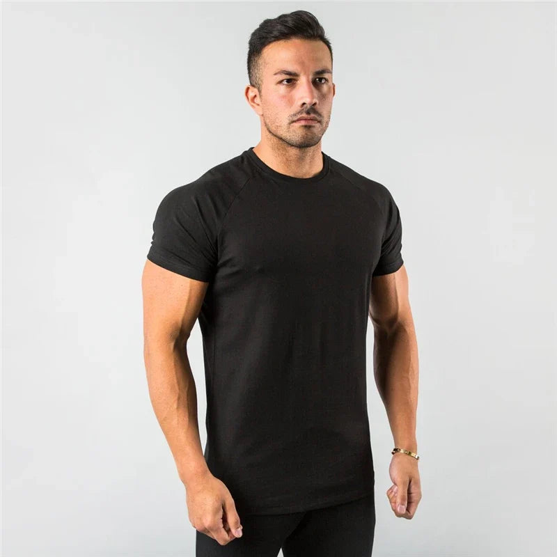 short sleeve, cotton blend, for workout & casual wear – Breathable slim fit men's gym t-shirt