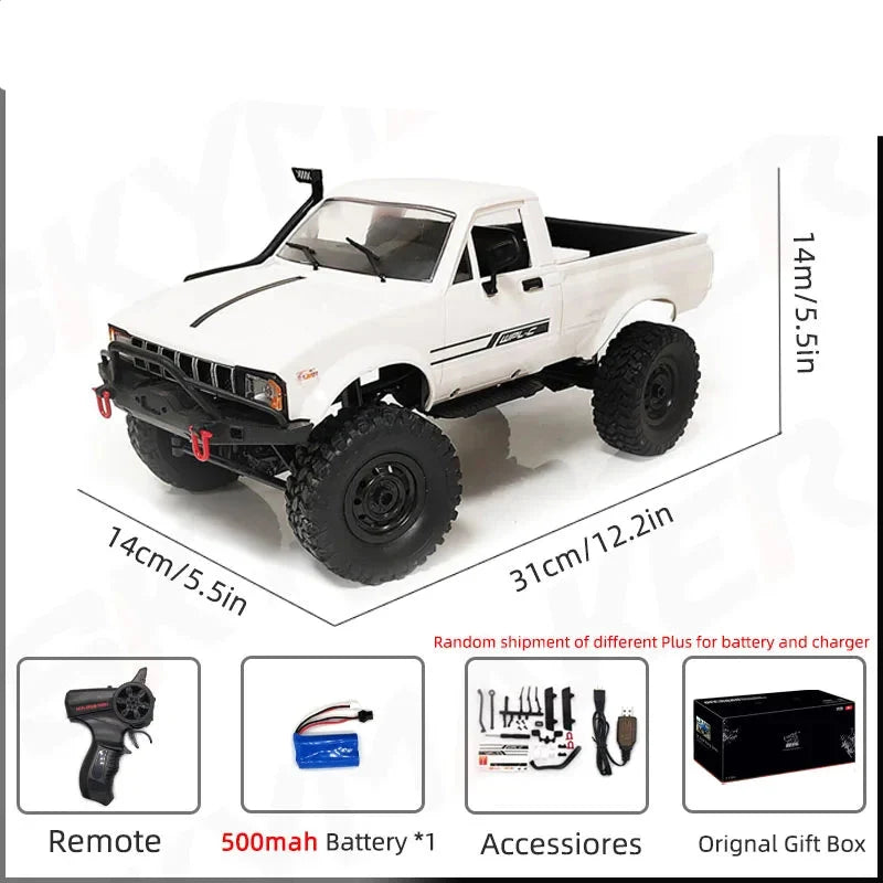 RC Car 1:16 Scale 4WD Rock Crawler Motor-Driven Off Road Buggy With LED Lights Gift For Kids 15-20 Min Run Time