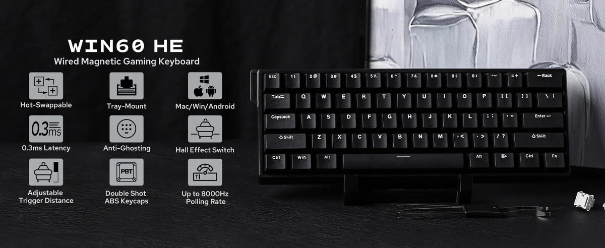 60 Mechanical Percent Hot Swap Keyboard Aluminum RGB Hall