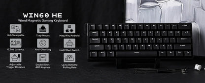 60 Mechanical Percent Hot Swap Keyboard Aluminum RGB Hall