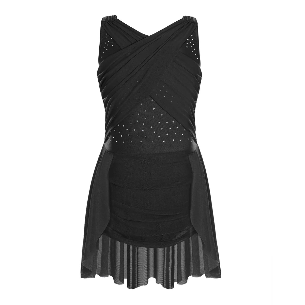 Light Girls' Leotard - Rhinestone Embellished, Mesh Skirt, Polyester/Nylon/Elastane, For Ballet, Gymnastics