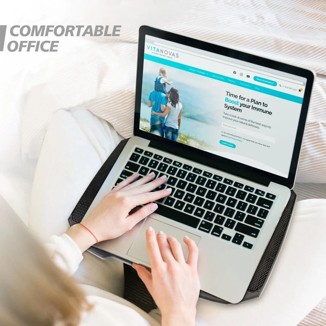 Laptop Cooling Pad with 5 Quiet Fans, Flexible Height & Phone Holder - Compatible with 12-15.6 Inch Laptops