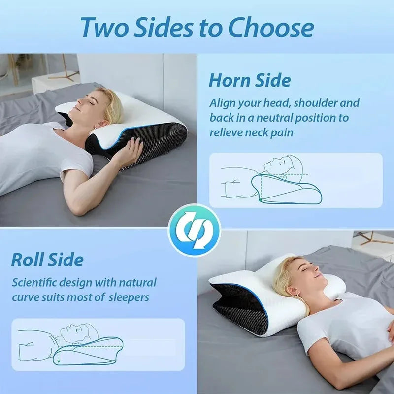 Foam Memory Cervical Neck Pillow Orthopedic Slow Rebound Support for Sleep & Relaxation