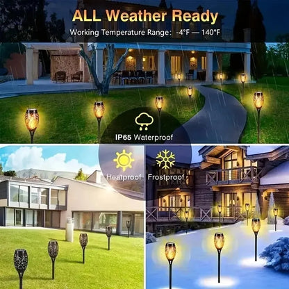 LED Solar Flame Torch Light - Water-Resistant Outdoor Garden Decoration, Flickering Lawn Lamp