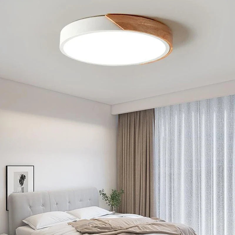 Japandi Led Ceiling Light Scandinavian Wood Contemporary Plush Glow Diffuser