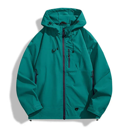 Water-Resistant Unisex Windbreaker - Hooded Single-Layer, Hiking
