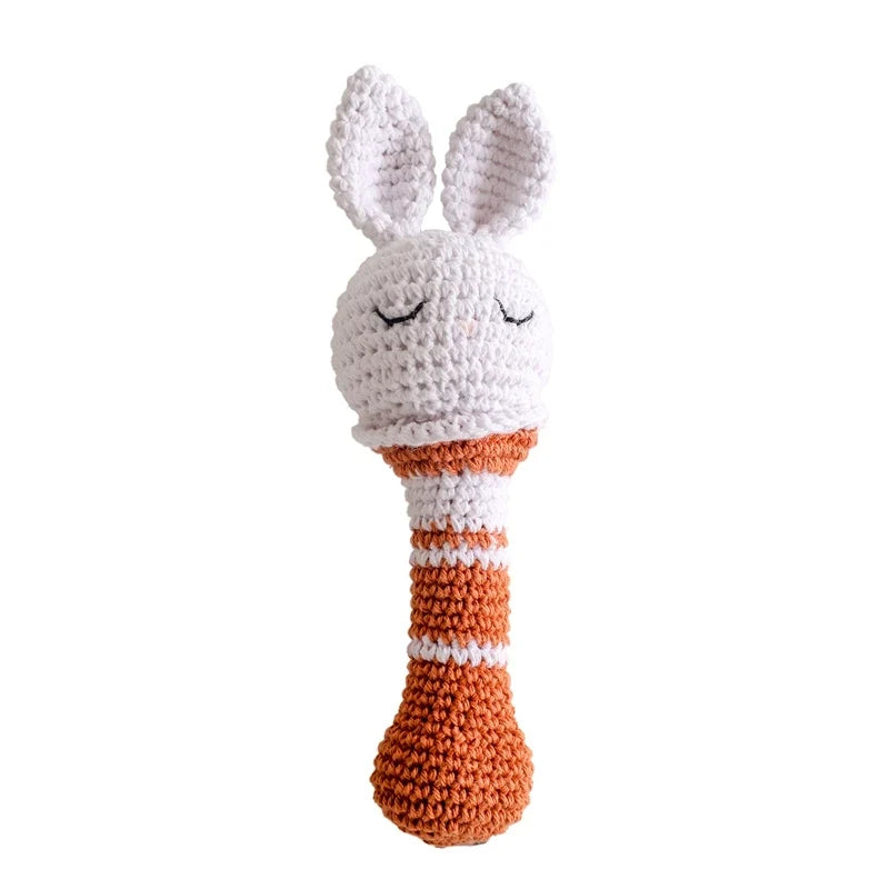 Bear Crochet Teether Rattle Ring Newborn Sensory Toys