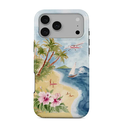 Ocean Tropical Double-Layer iPhone Case - PC TPU Cartoon Design Washable Cover for iPhone 11 to 17