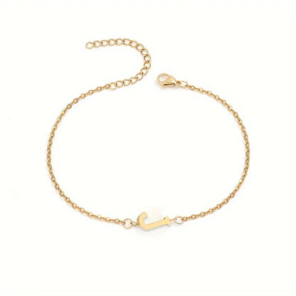 Letter Initial Bead Bracelet Thin Chain Minimalist Elegant